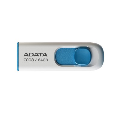 *MEMORIA FLASH ADATA C008 64GB USB 2.0 BLANCO/AZUL RETRACTIL