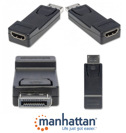 Adaptador Displayport a HDMI MANHATTAN 151993, Negro, DisplayPort, HDMI