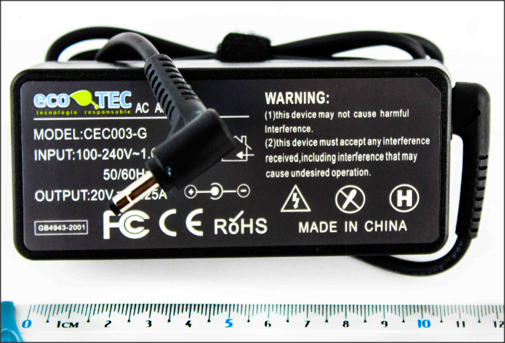 Cargador Compatible Lenovo 20V 2.255A ECO TEC, P Negra 4.0*1.7, 45W