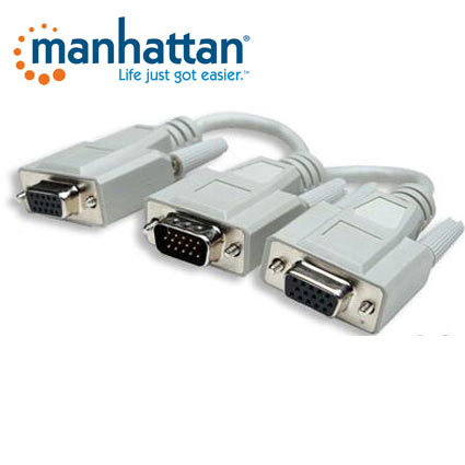 *Cable VGA - HD15 - "y" MANHATTAN 328302, 0,15 m, VGA, VGA (D-Sub), Macho/hembra, Color blanco